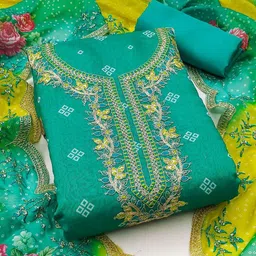 Rangtulika Ethnics Floral Embroidered Chanderi Unstitched Dress Material-image-62