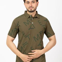 BUFFARO Typography Printed Polo Collar Cotton T-shirt-image-56