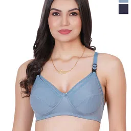Liigne Pack Of 2 Solid Full Coverage Non Padded All Day Comfort Cotton Maternity Bra-2