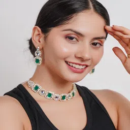 Divisha Gold-Plated Artificial Stone-Studded JewellerySet-47