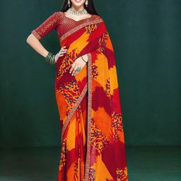Anouk Rustic Colourblocked Poly Georgette Saree-15