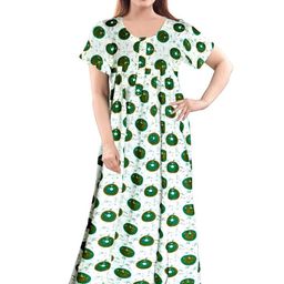 Pure Cotton Printed Nighty Nightrdess Maxi Gown For Women-image-78