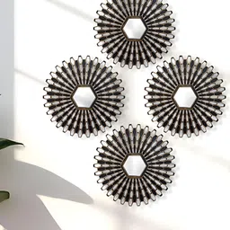 Art Street 4-Pcs Yellow & Brown Textured Decorative Wall Mirrors-41