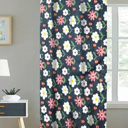 ANA Black & White Floral Room Darkening Long Door Curtain-52