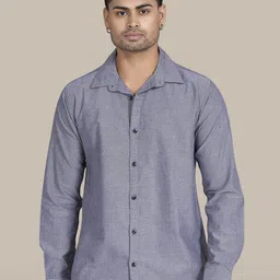 DIVISIVE Men Solid Spread Collar Cotton Casual Shirt-picture-3