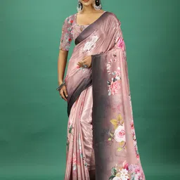 NIRMAL CREATION Floral Pure Crepe Saree-image-90