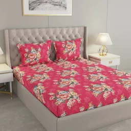 Raymond Home Insignia Red & Yellow Printed Microfiber Queen Bedsheet Set- 2.50 m x 2.25 m-36