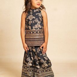 Jilmil Girls Floral Embroidered Kurta with Sharara-image-89