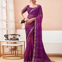 DURGA EMPORIO Bandhani Zari Pure Chiffon Bandhani Saree-image-75