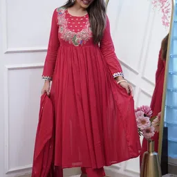 Happy Design Women Ethnic Motifs Embroidered Kurta with Trousers & Dupatta-picture-23