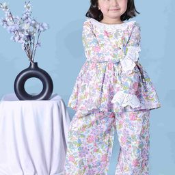 Nature Nook Kids Girls Printed Pure Cotton Top With Palazzo-image-55