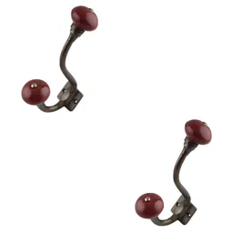 IndianShelf Maroon & Brown 2 Pieces Ceramic Wall Hooks-56