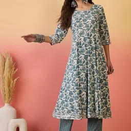 Moda Rapido Women Floral Printed Regular Kurta with Trousers-picture-46
