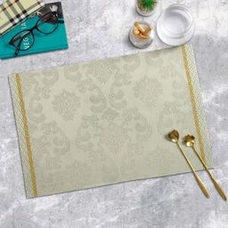 OBSESSIONS 6-Pcs Beige & Gold Printed Rectangle PVC Waterproof Dining Table Placemats-image-36