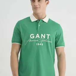 GANT Men Typography Printed Polo Collar Cotton T-shirt-image-30