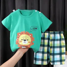 Bold N Elegant Kids Printed Round Neck Pure Cotton T-shirt With Shorts-image-62