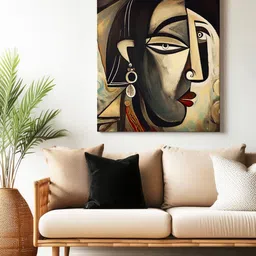 Sassyco Black & Beige Abstract Canvas Painting Modern Wall Art-picture-12