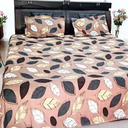 V.R.ENTERPRISES Pink & Blue Floral 300 TC King Bedsheet with 2 Pillow Covers-image-18