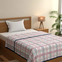 home expressions White Ambrosia Checked Lightweight Cotton AC Room 120GSM Single Bed Dohar-picture-43