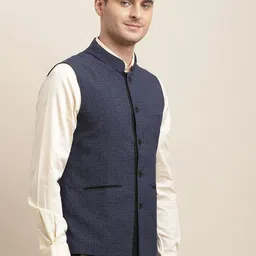 Turtle Printed Pure Linen Nehru Jackets image 4