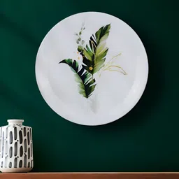 Maison Modern Green & White Harmony leaves Printed Iron Round Wall Plate-26