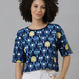 Free Authority Women Minions Graphic Printed Round Neck Cotton Boxy T-shirt-image-52
