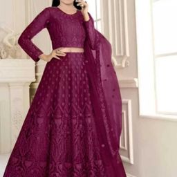 F Plus Fashion Girls Black Net Semi-Stitched Lehenga Choli-image-86