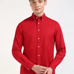 Tommy Hilfiger Men Button-Down Collar Solid Cotton Casual Shirt-picture-3