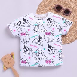 Happy Faces Kids Girls Looney Tunes Printed Pure Cotton T-Shirt-57