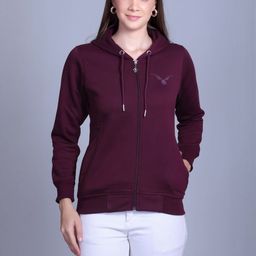 HERE&NOW Women Purple Printed Fleece Sweatshirts-picture-47