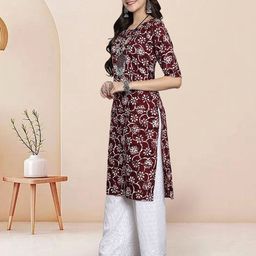 7Threads Selection Of 2 Geometric Printed Round Neck Straight Kurtas image 5