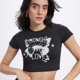 glitchez Back Tie-Up Printed Fitted Crop Top-picture-0