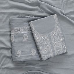 Seva Chikan Embroidered Unstitched Dress Material-image-54