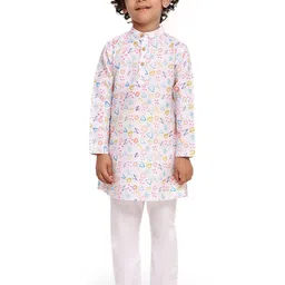 Funny Bones Clothings Boys Printed Regular Linen Kurta with Pyjamas-picture-13