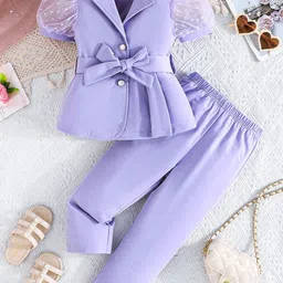 INCLUD Girls Puff Sleeves Coat With Trousers-image-7