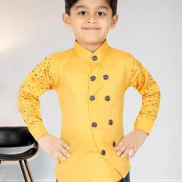 BAESD Boys Classic Fit Band Collar Solid Cotton Casual Shirt-10