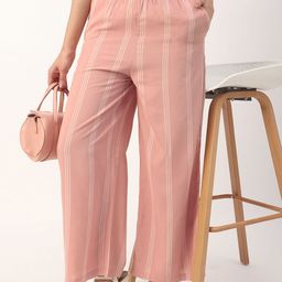 Mystere ParisWomen Striped Mid- Rise Trousers-image-2