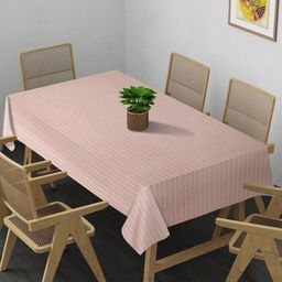 Arrabi Peach-Coloured & Off White Printed 8-Seater Table Cover-12