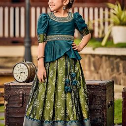 Lagorii Girls Embroidered Beads and Stones Ready to Wear Lehenga & Choli-image-96