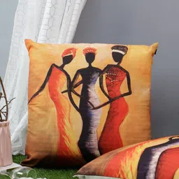 Aura Yellow & Grey 2 Pcs Ethnic Motifs Linen Square Cushion Covers-image-40