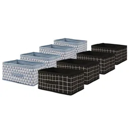 Kuber Industries Black & Grey 8 Pieces Printed Multi-Utility Organisers-49