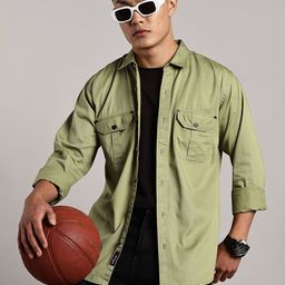 7TH LEGION Men Smart Fit Solid Spread Collar Cotton Casual Shirt-image-79