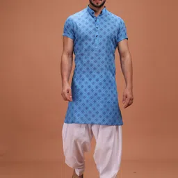 SHIWAM ETHNIX Men Geometric Printed Kurta with Salwar-picture-3