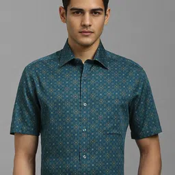 Louis Philippe Floral Printed Spread Collar Half Sleeve Cotton Formal Shirt-image-44