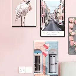 Jaamso Royals Pink & Blue Flamingo Photo Frame Design Self-Adhesive Wall Sticker-image-95