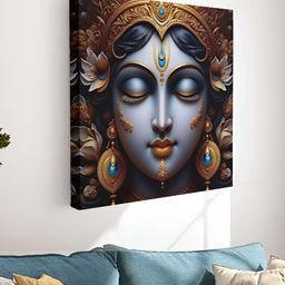 SAF Blue & Gold-Toned 1 Piece Canvas Religious Wall Paintings-image-68