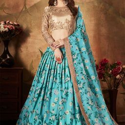 ETHNIC PLUS Embellished Sequinned Semi-Stitched Lehenga & Unstitched Blouse With Dupatta-image-12