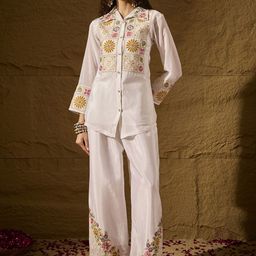 Miss Ethnik Embrdoiered Shirt With Trousers Co-Ords-image-56
