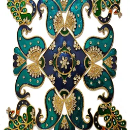 Kala Samarpan Blue & Green Metal Rangoli With Centerpiece-image-59