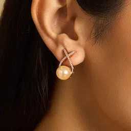 TheVineGirl Women Pearls Studded Gold Plated Stud Earrings-picture-24